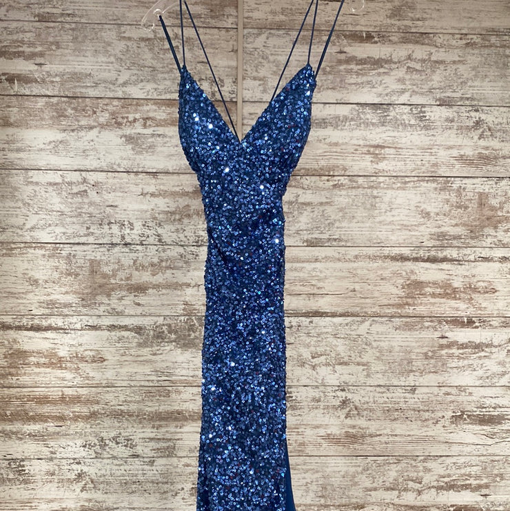 BLUE FULL SEQUIN LONG DRESS
