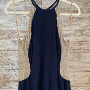 NAVY/TAN LONG EVENING GOWN