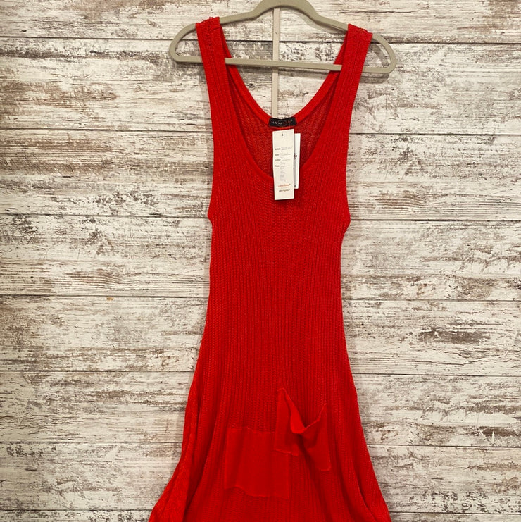 RED KNIT 100% WOOL MAXI DRESS