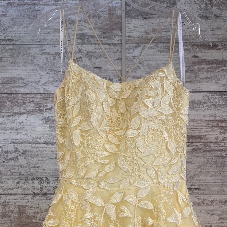 YELLOW/FLORAL A LINE GOWN