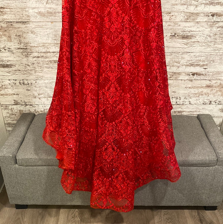 RED LACE MERMAID GOWN