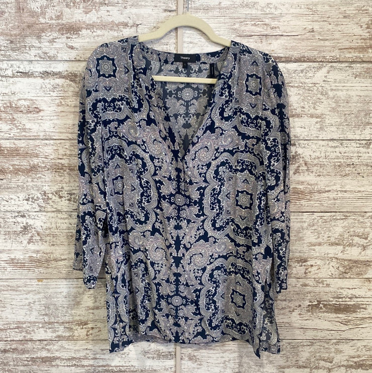 NAVY/WHITE LONG SLEEVE TOP