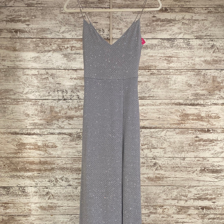 GRAY SPARKLY LONG EVENING GOWN
