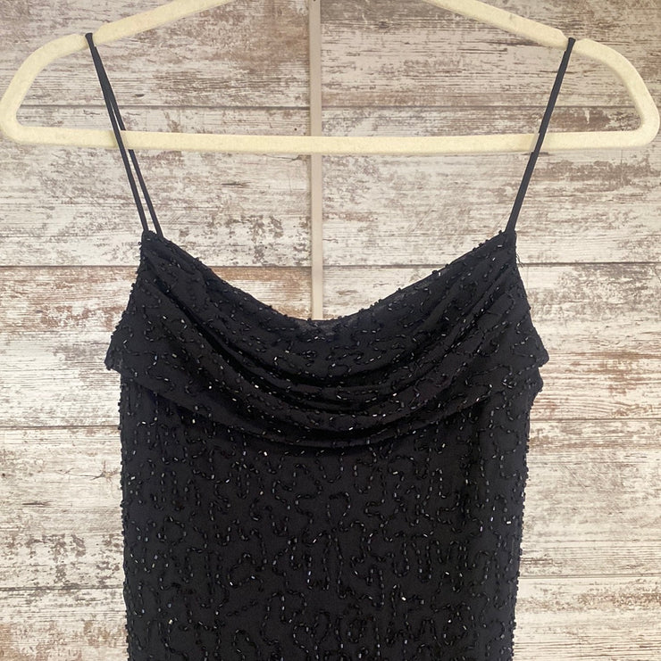 BLACK SEQUIN LONG EVENING GOWN