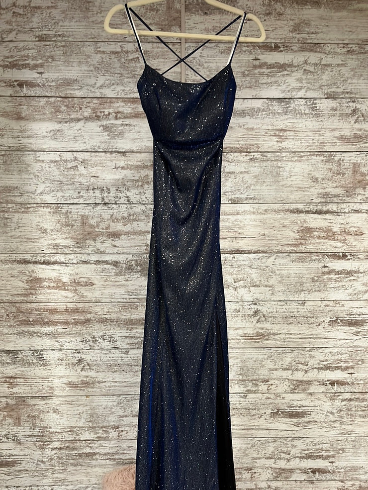 BLUE SPARKLY LONG EVENING GOWN
