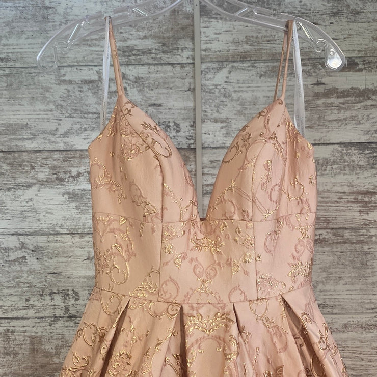 PEACH/FLORAL A LINE GOWN