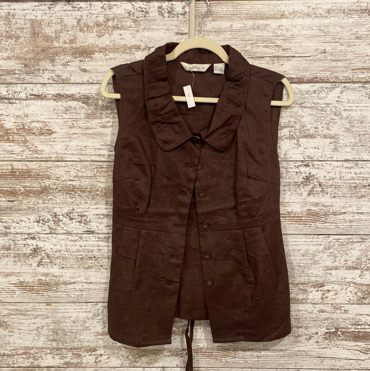 BROWN 100% LINEN VEST - NEW