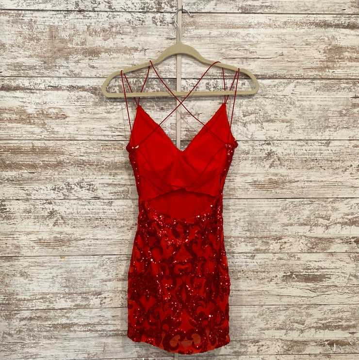RED SEQUIN SHORT DRESS