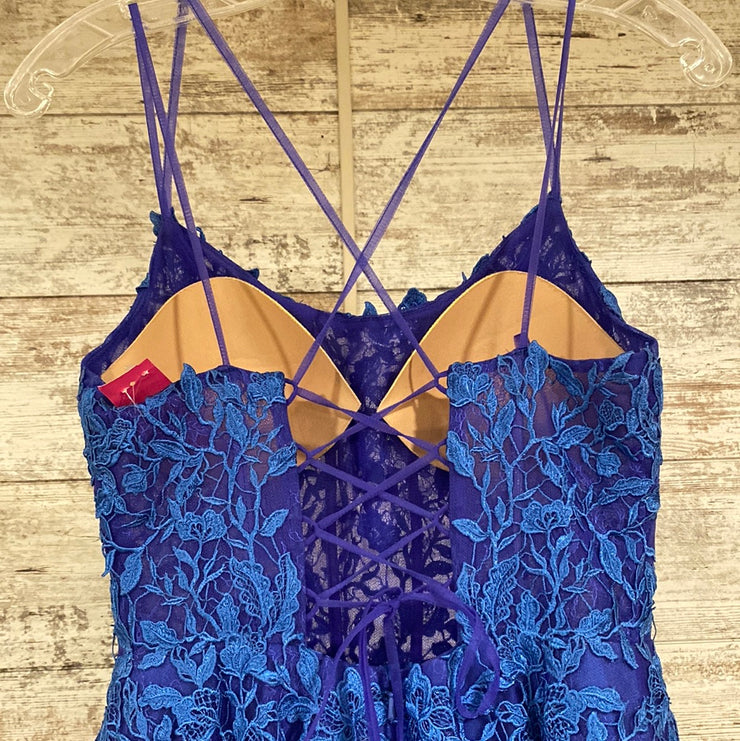 BLUE/PURPLE FLORAL A LINE GOWN