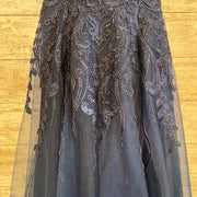 NAVY SPARKLY A LINE GOWN