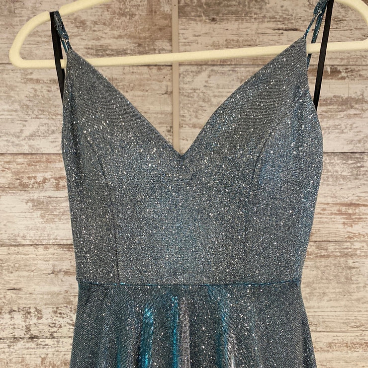 BLUE SPARKLY A LINE GOWN (NEW)