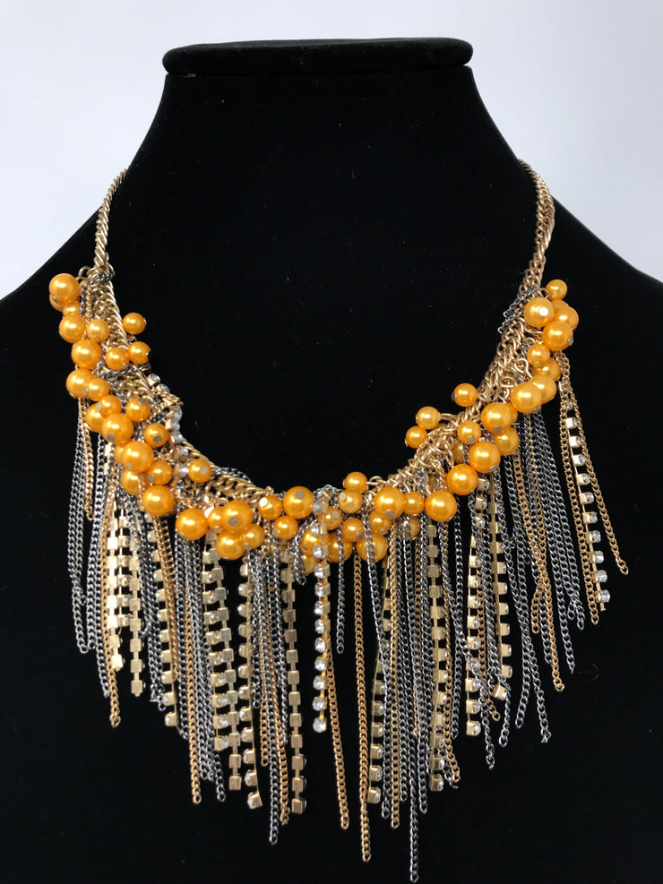 SILVER GOLD BEAD/CHAIN NECK