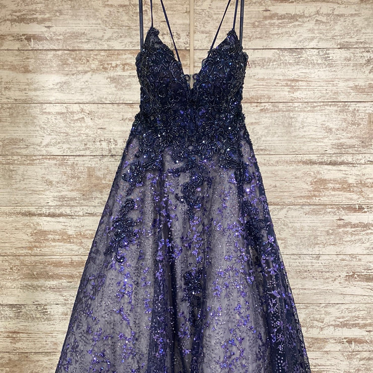 NAVY BLUE/PURPLE PRINCESS GOWN