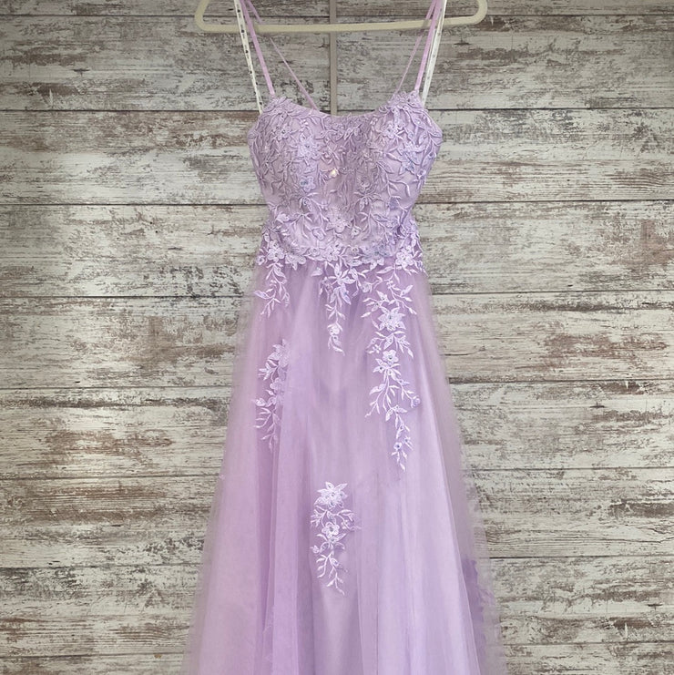LAVENDER/FLORAL A LINE GOWN