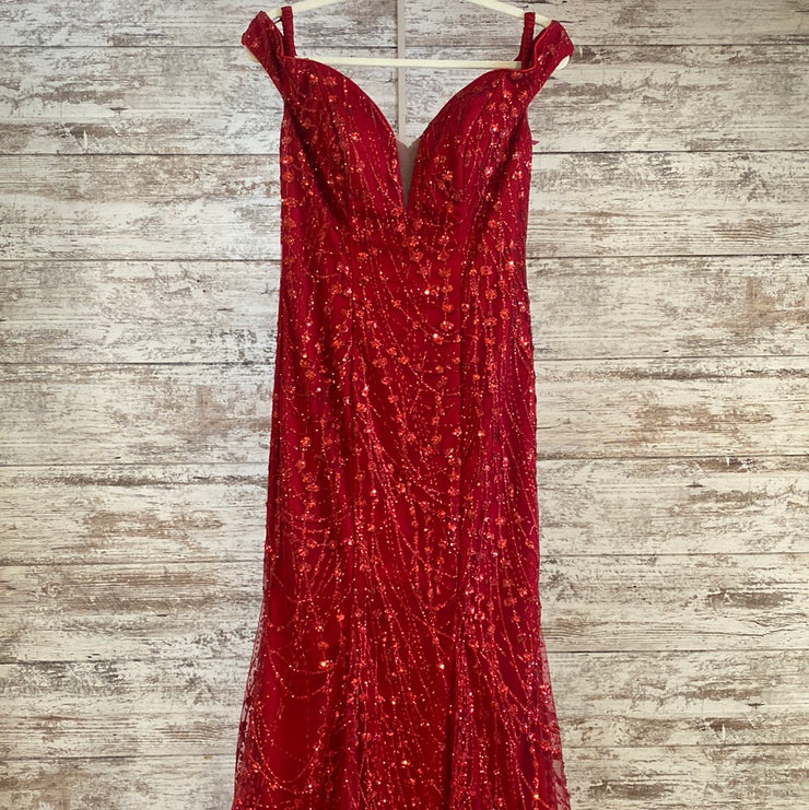 RED SPARKLY MERMAID GOWN