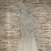 WHITE GEMMED MERMAID GOWN