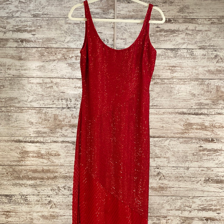 RED FULL BEADED LONG DRESS