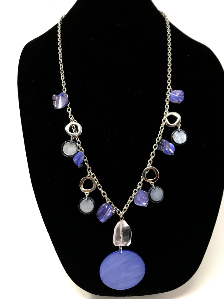 BLUE/SILVER CHARM NECKLACE