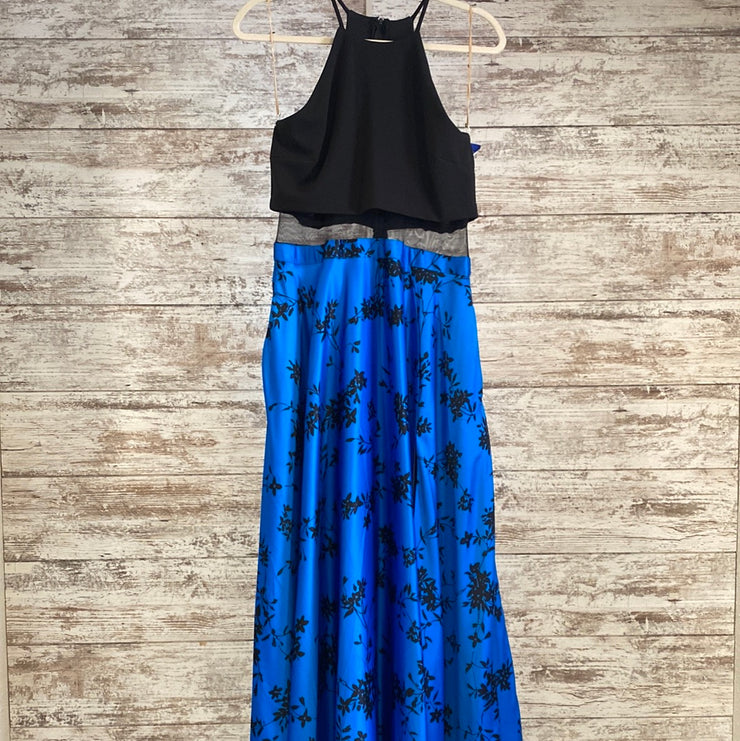 BLACK/ROYAL BLUE LONG DRESSNEW