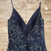 NAVY/GREEN FLORAL A LINE GOWN