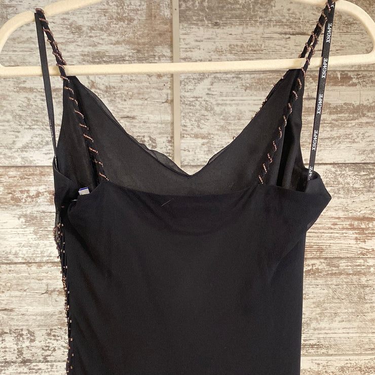 BLACK/FLORAL LONG EVENING GOWN