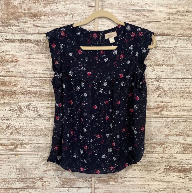 NAVY/FLORAL SLEEVELESS TOP