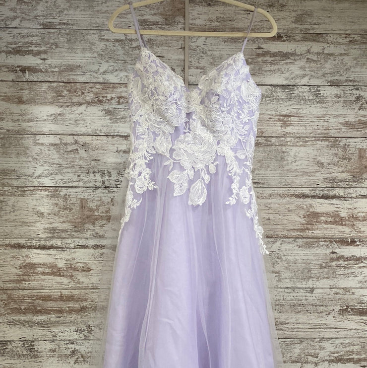 LAVENDER/FLORAL A LINE GOWN