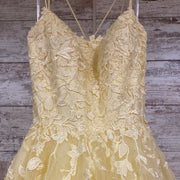 YELLOW/FLORAL A LINE GOWN