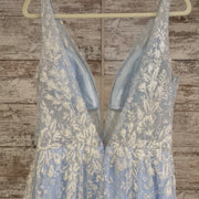 BLUE SPARKLY A LINE GOWN