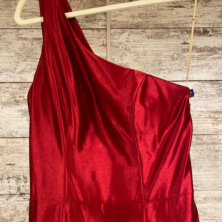 RED ONE SHOULDER LONG DRESS