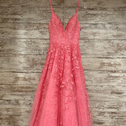 PINK/FLORAL A LINE GOWN