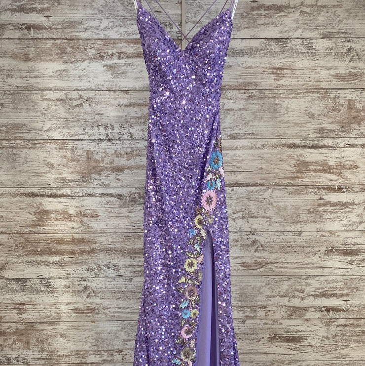 LAVENDER SEQUIN LONG DRESS$750