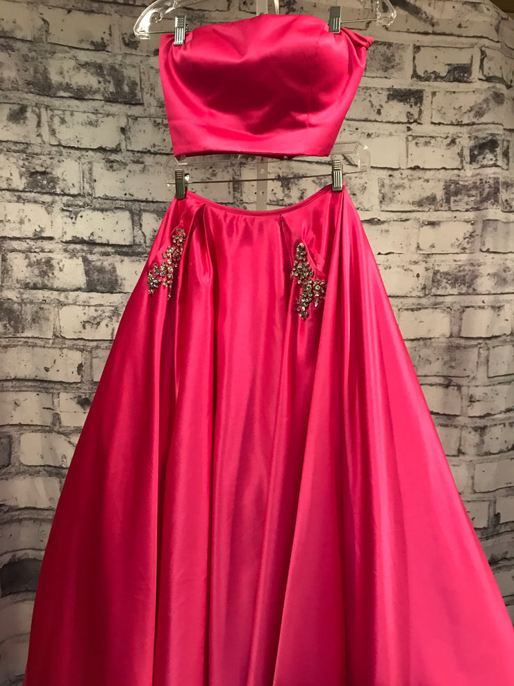 HOT PINK 2 PIECE A LINE GOWN