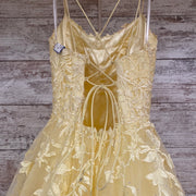 YELLOW/FLORAL A LINE GOWN