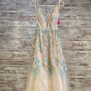 TAN/GREEN A LINE GOWN (NEW)