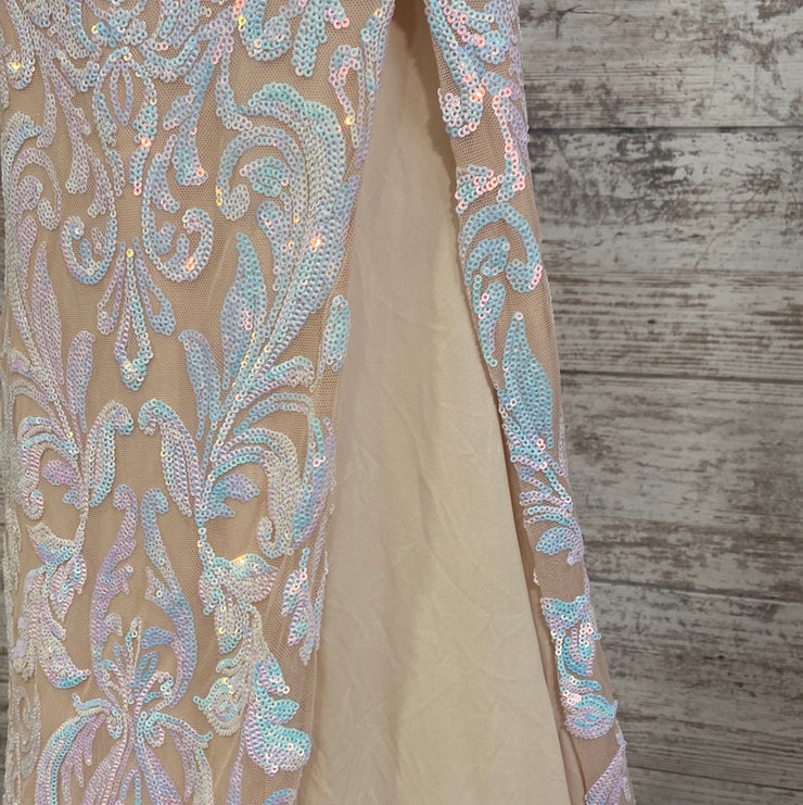 BLUE/PINK TAN SEQUIN LONG DRES