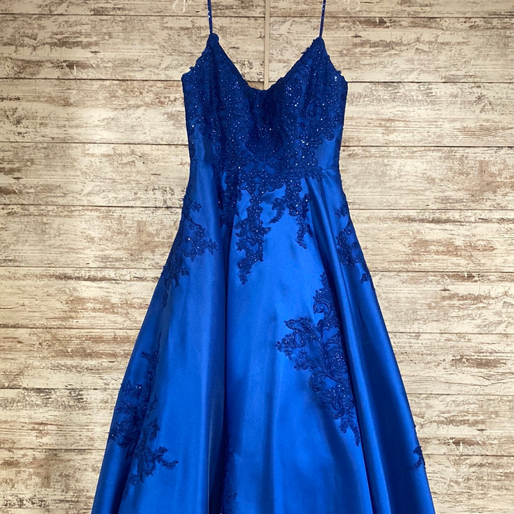 ROYAL BLUE A LINE GOWN