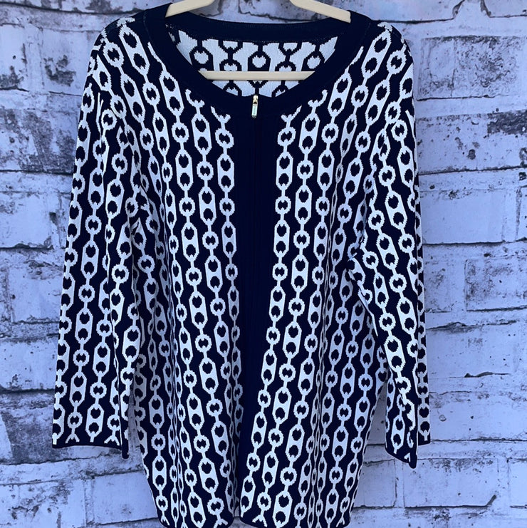 NAVY/WHITE ZIP UP JACKET