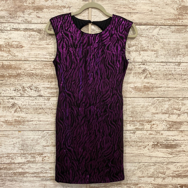 PURPLE/BLACK SEQUIN SHORT DRES