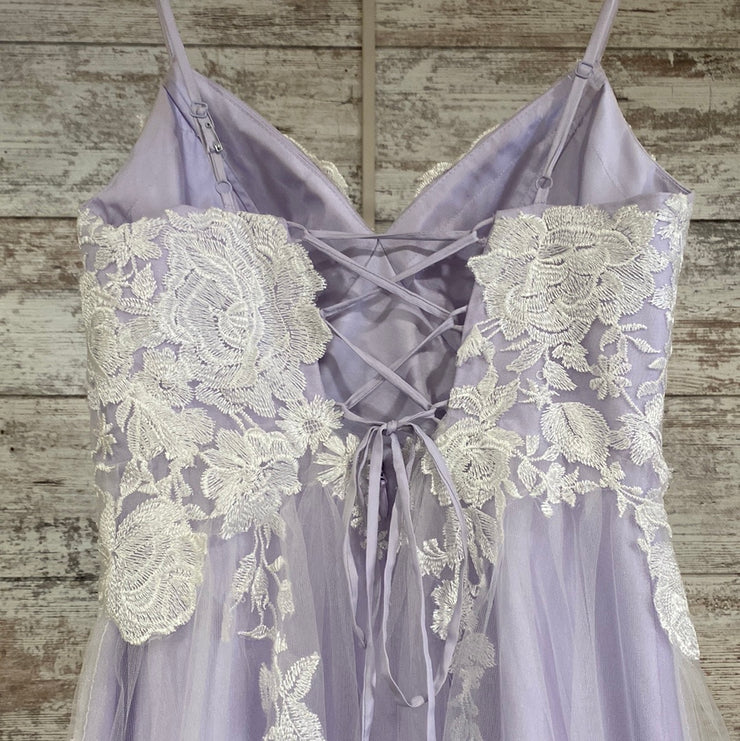 LAVENDER/FLORAL A LINE GOWN