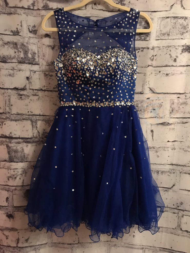 ROYAL BLUE BEADED SHORT DRESS