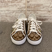 TAN FLORAL TENNIS SHOES (NEW)