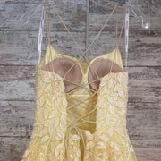 YELLOW/FLORAL A LINE GOWN