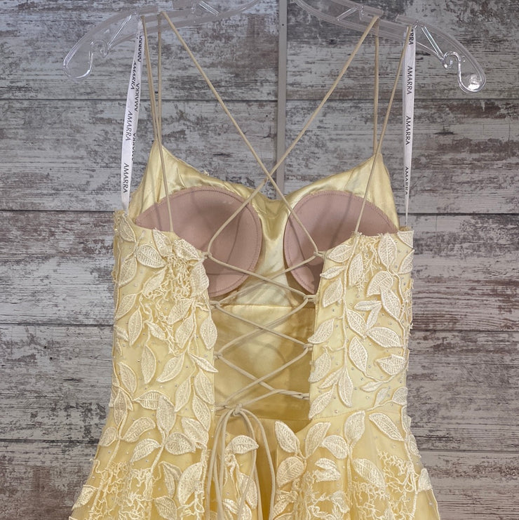 YELLOW/FLORAL A LINE GOWN