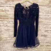NAVY LACE SHORT DRESS