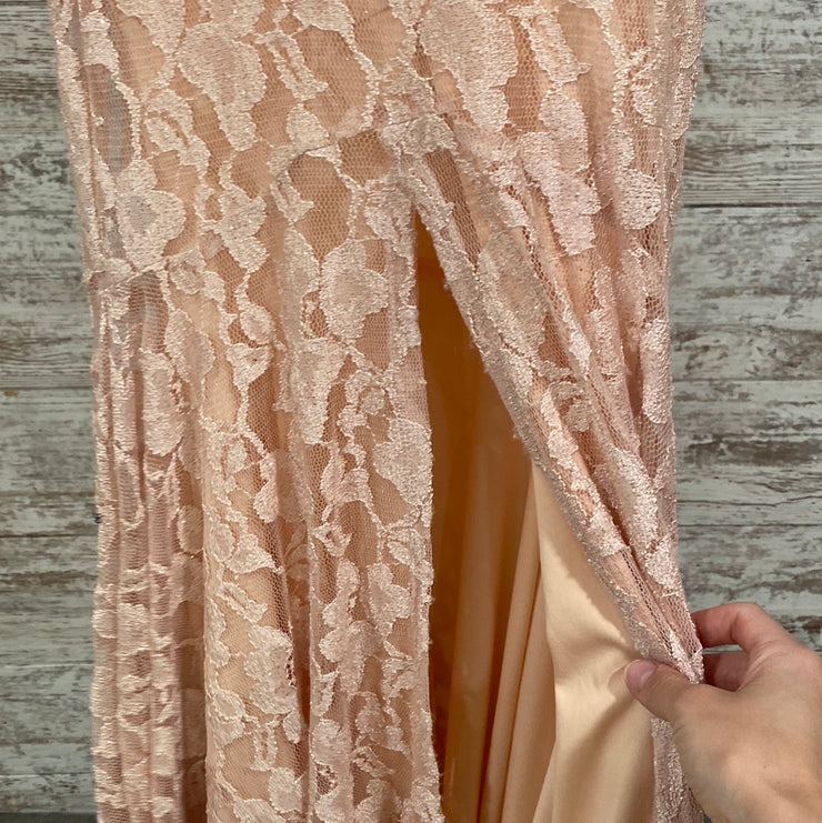 PEACH LACE LONG DRESS