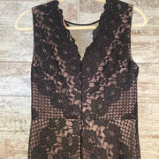 BLACK/NUDE LACE LONG DRESS