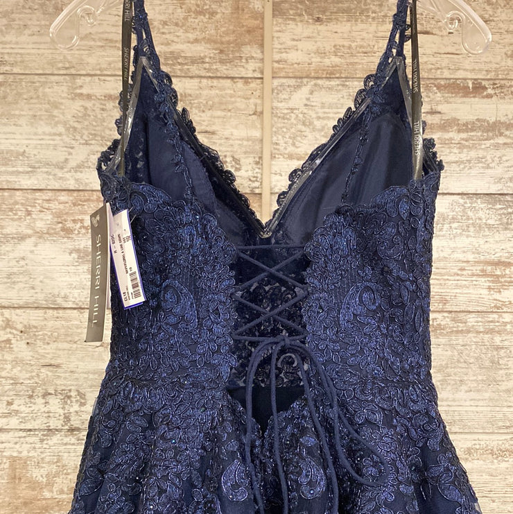 NAVY/FLORAL A LINE GOWN