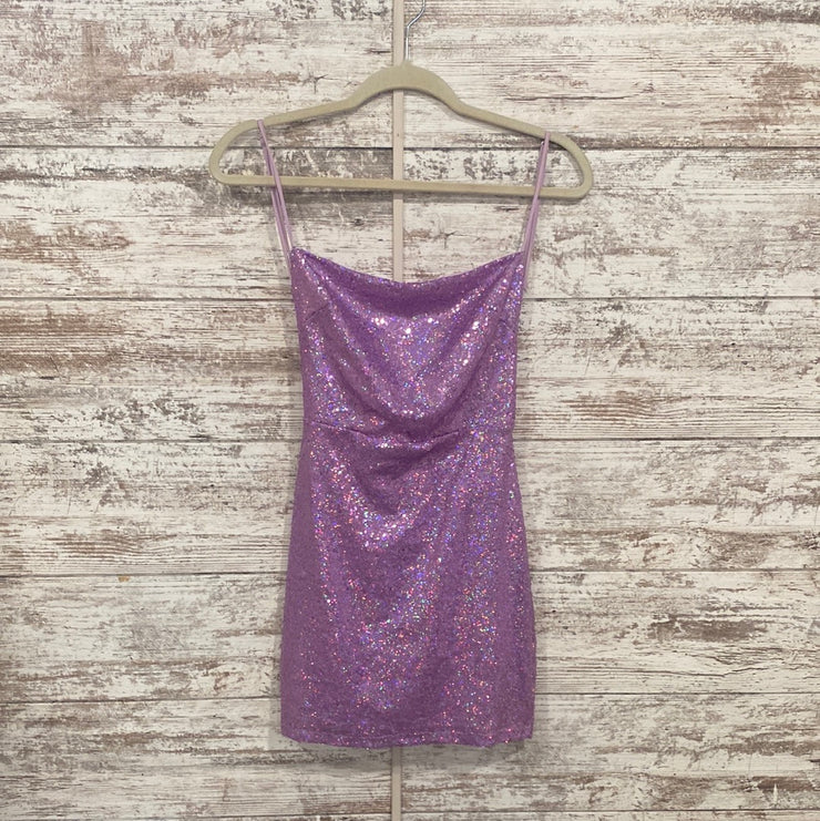 PURPLE SPARKLY SHORT DRESS