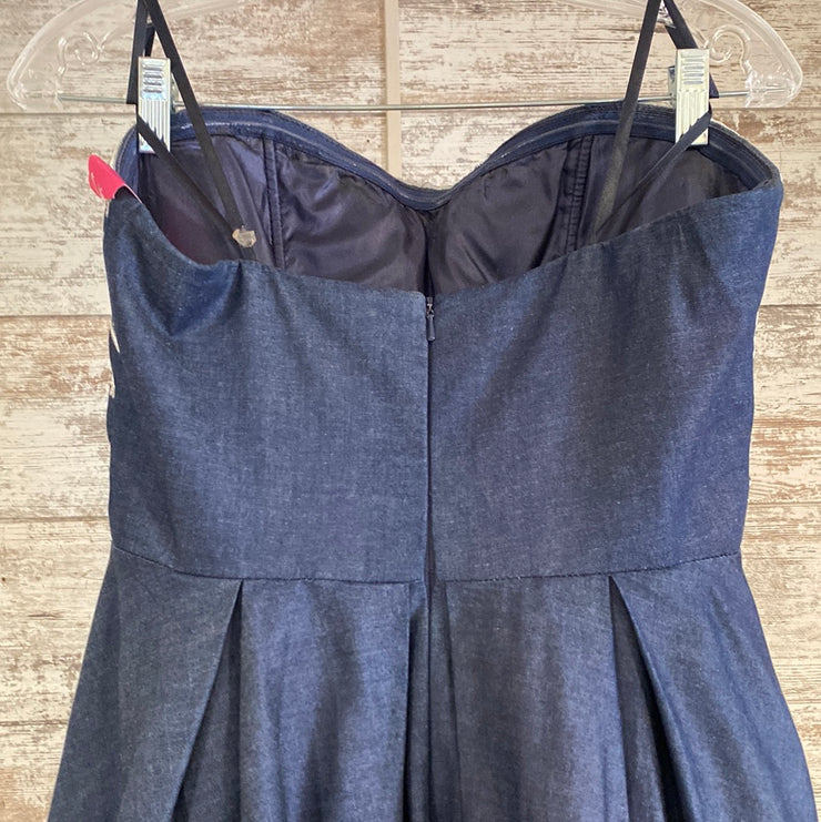 NAVY/WHITE DENIM A LINE GOWN